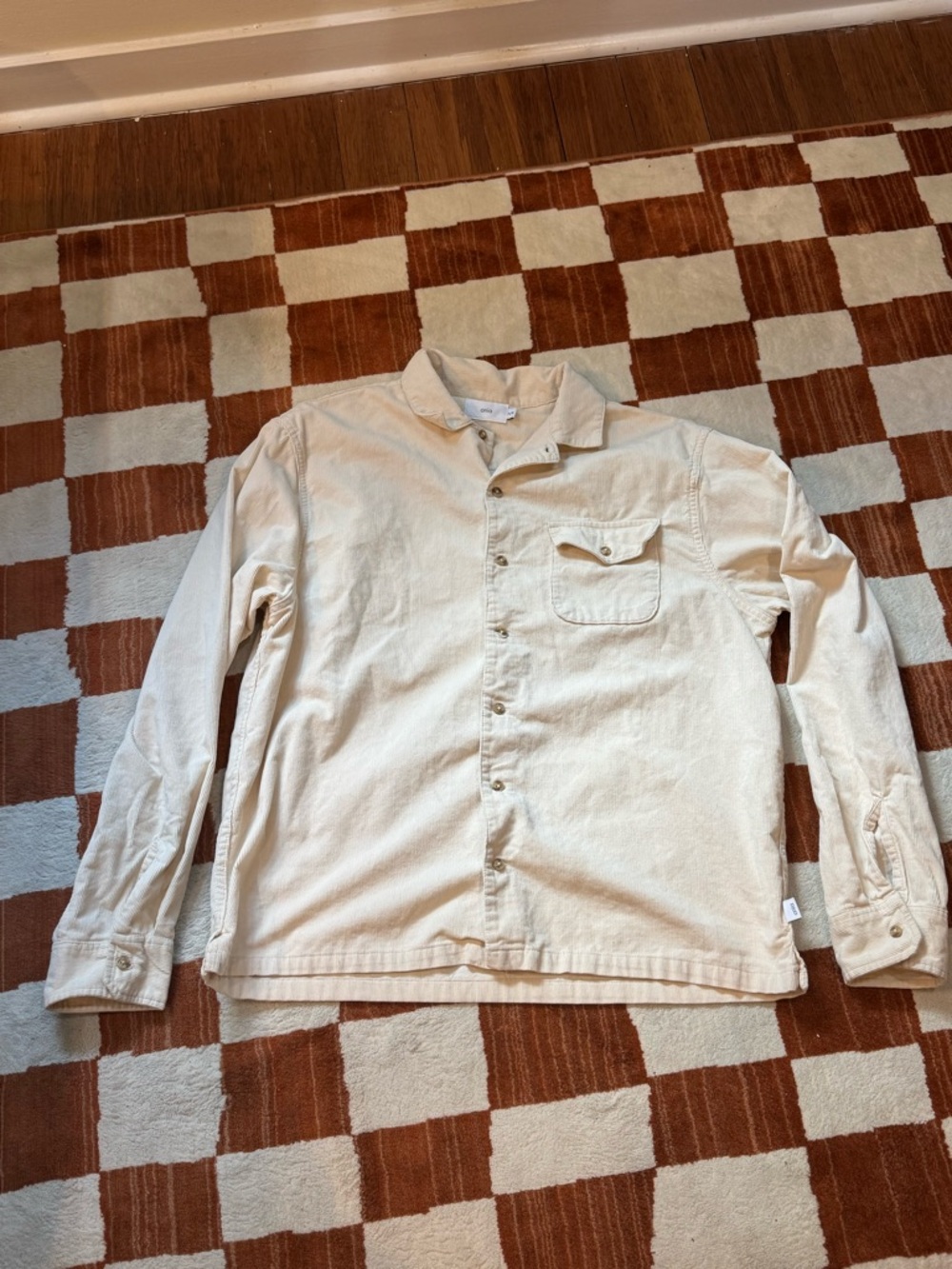 Onia Corduroy Button Down Shirt Cream XL